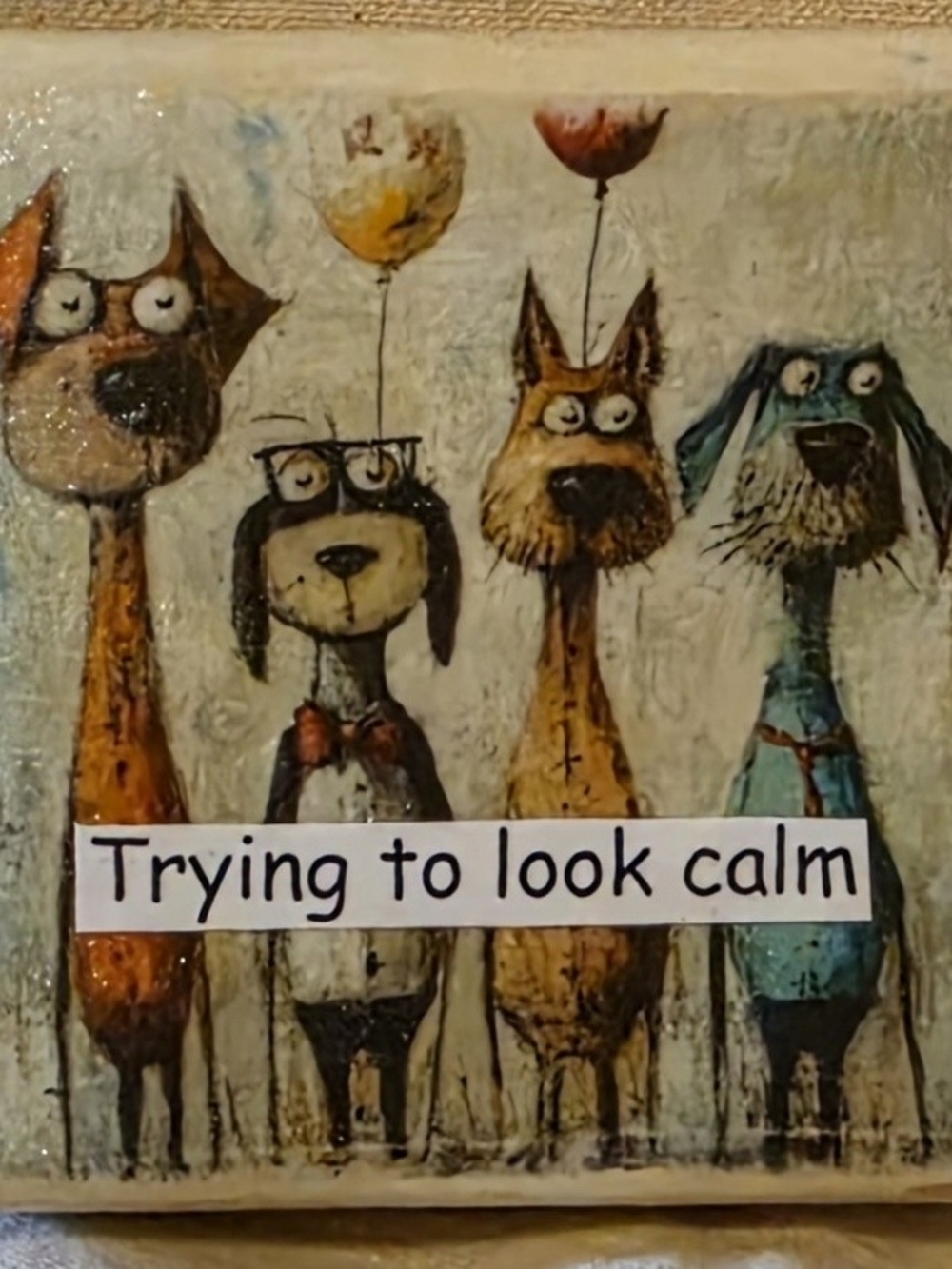 Whimsical 'Trying to Look Calm' Dog Canvas Wall Art - Multi-color